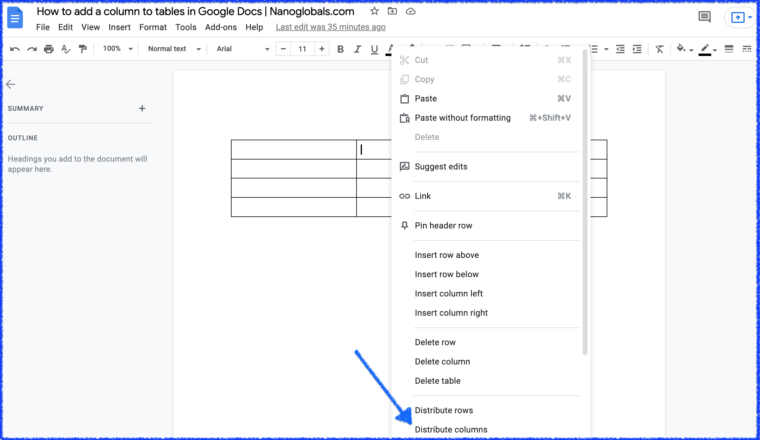 How To Make Columns On Google Docs App