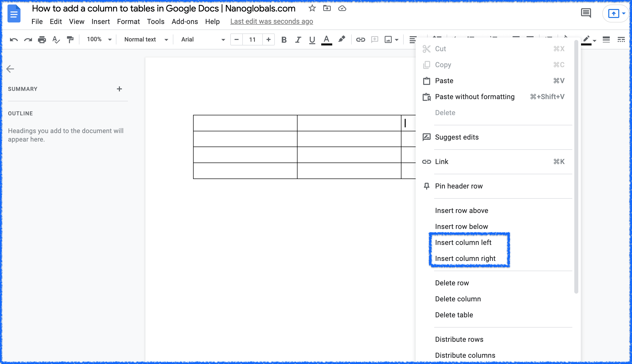 How Do You Add Another Row In Google Docs