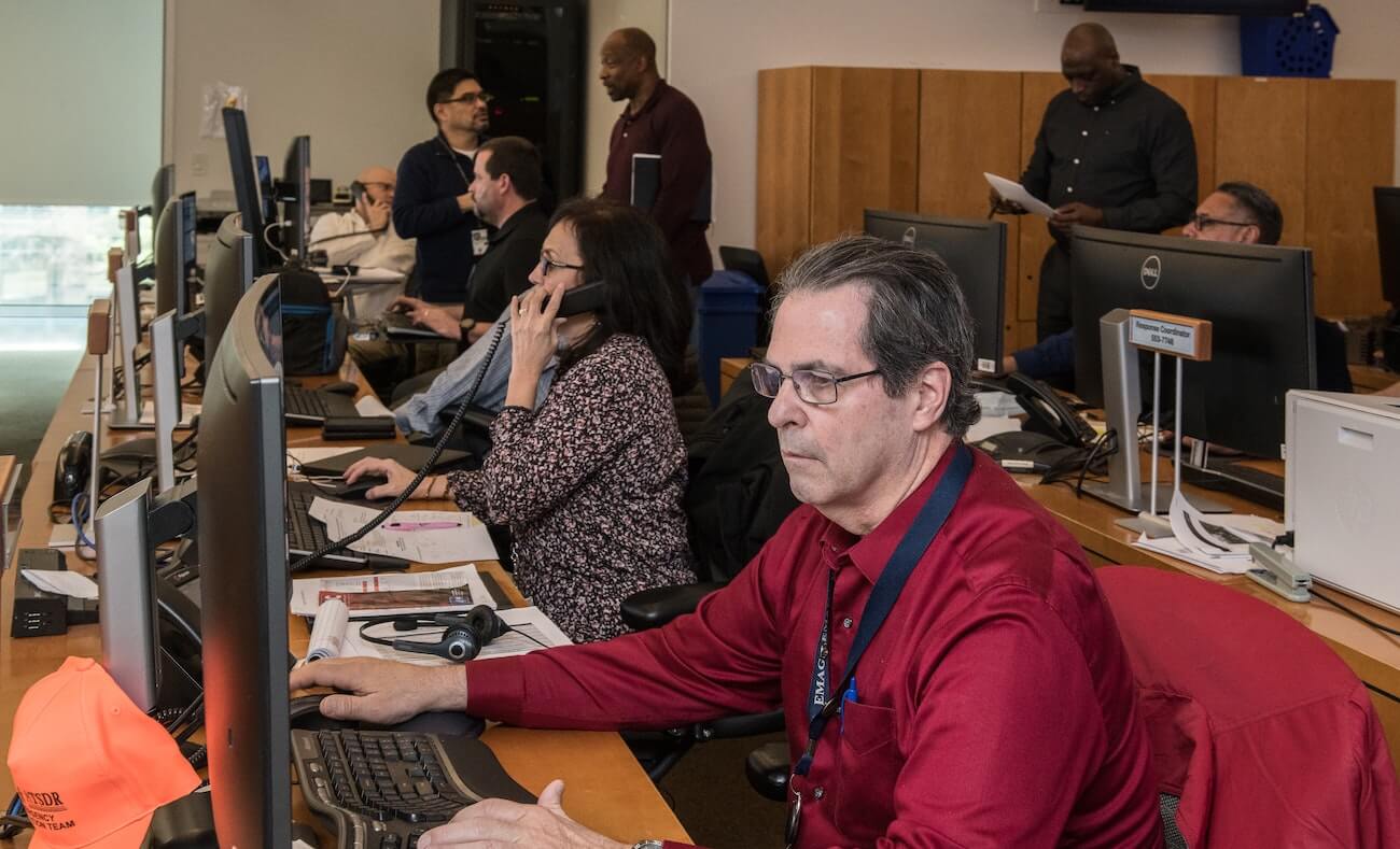 Team working together in an office.