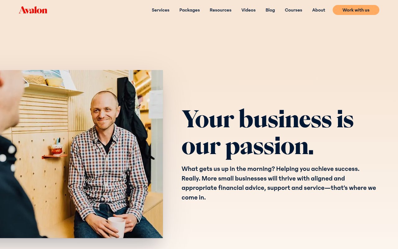 Avalon Accounting about page showing named team members with real photos and personal bios