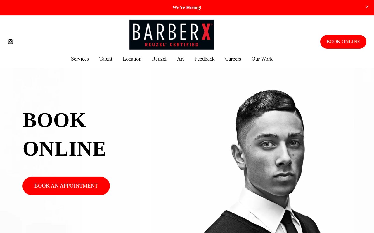 BarberX online booking page