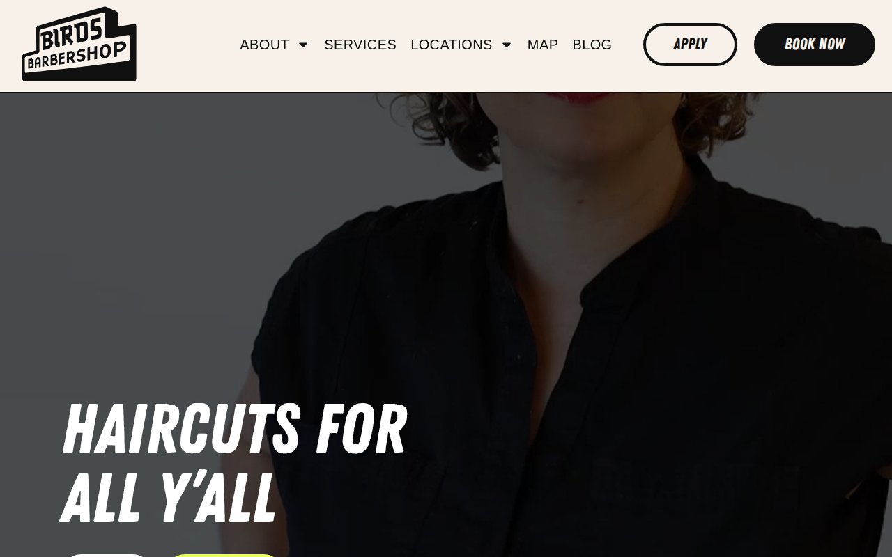 Birds Barbershop booking popup overlay on homepage