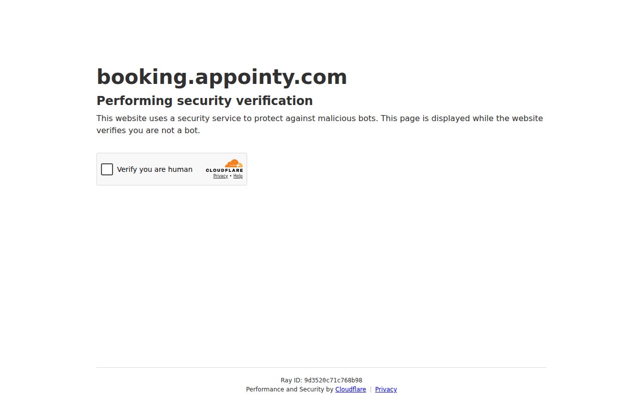 Kutinfed Appointy booking interface
