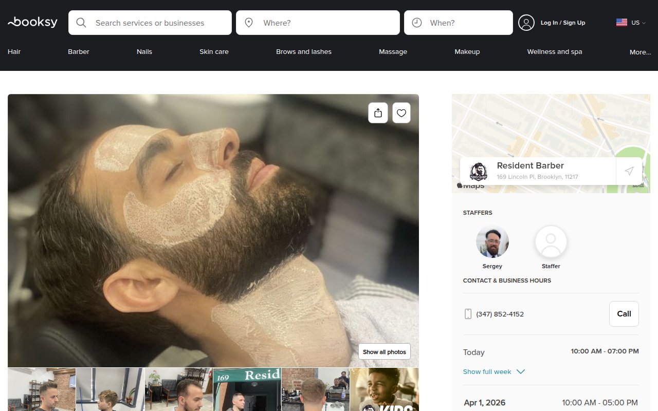 Resident Barber Booksy booking interface