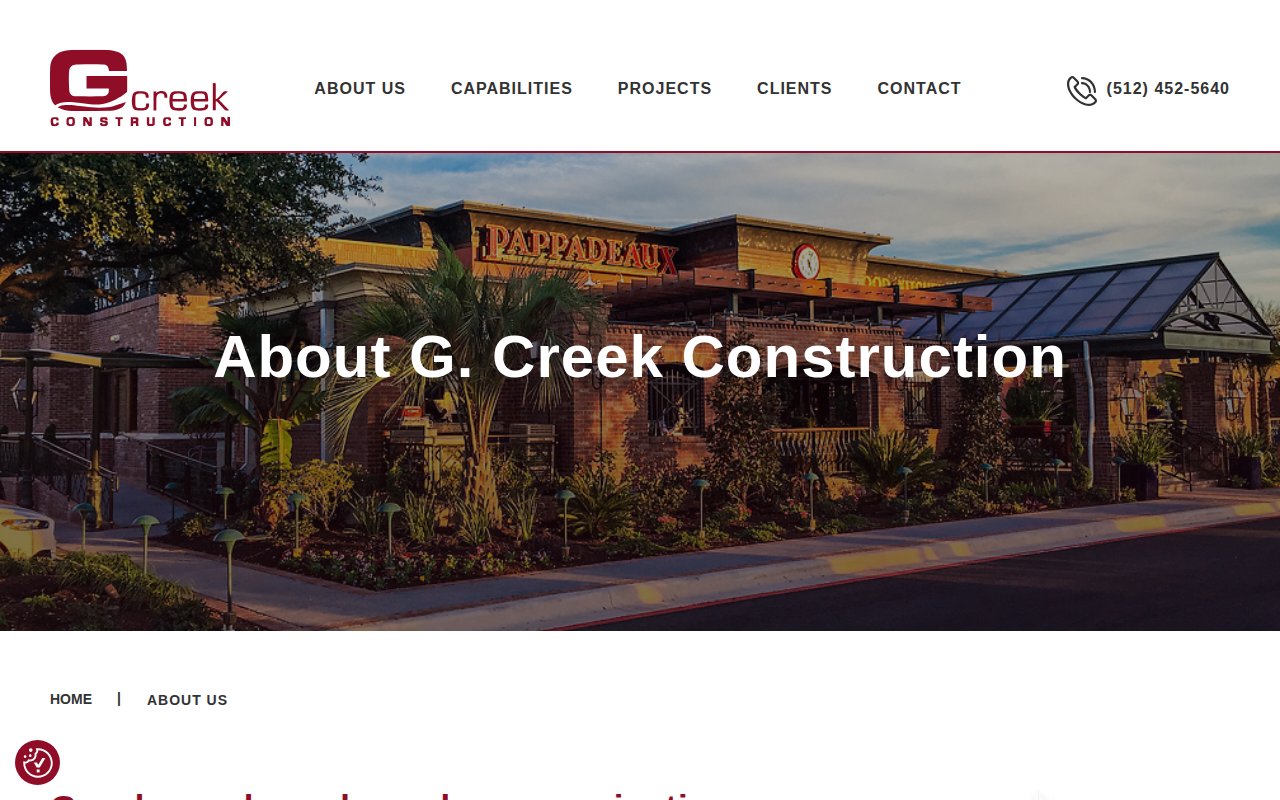 G. Creek Construction about page with family building history since the 1950s