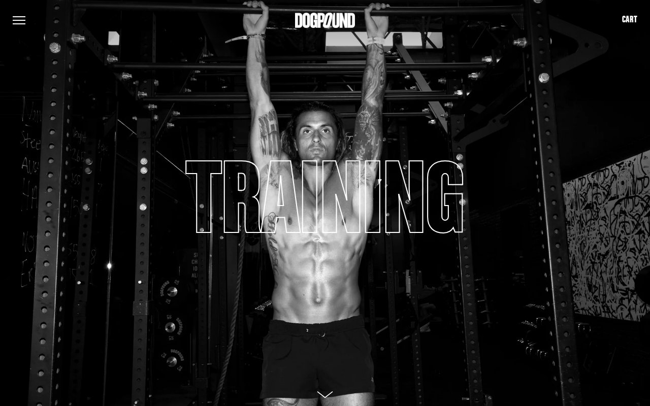 Dogpound training services page describing workout method and modalities