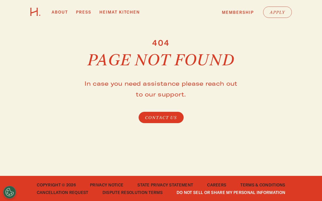 HEIMAT 404 page - services content behind membership application