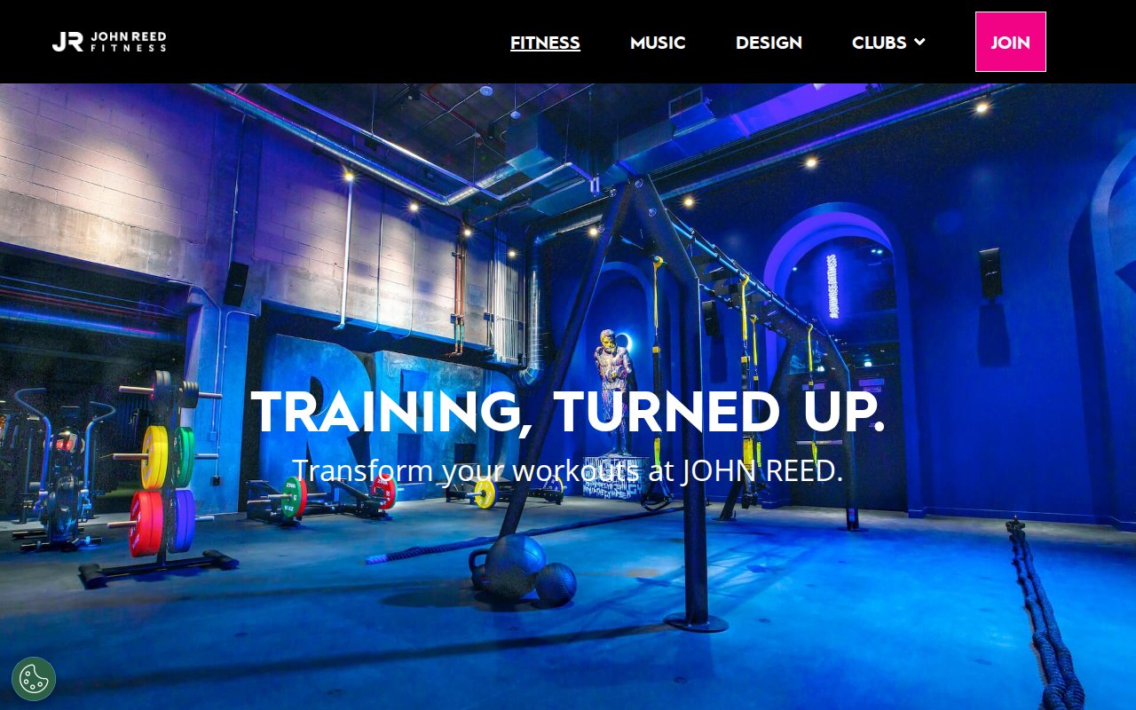 JOHN REED fitness page showing training options and group fitness classes