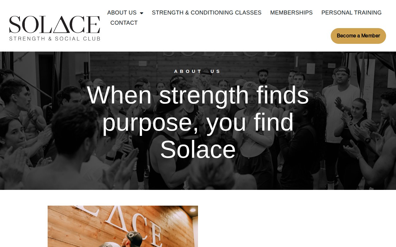 Solace about page with mission statement and community values