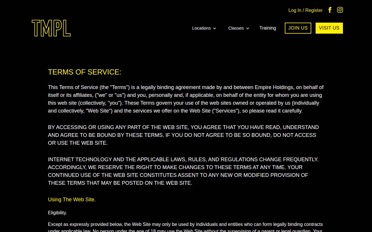 TMPL Hell's Kitchen location page with amenities, hours, and contact info