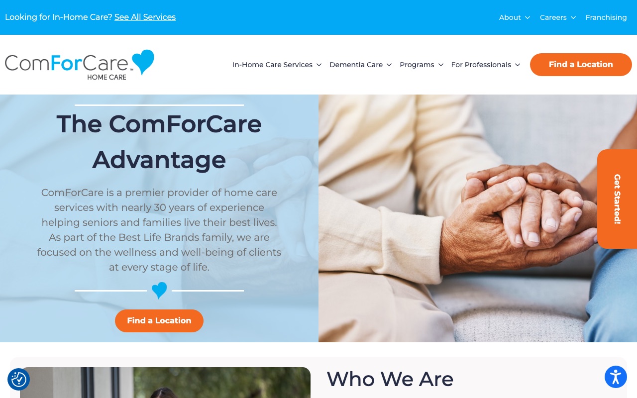 ComForCare about page showing The ComForCare Advantage