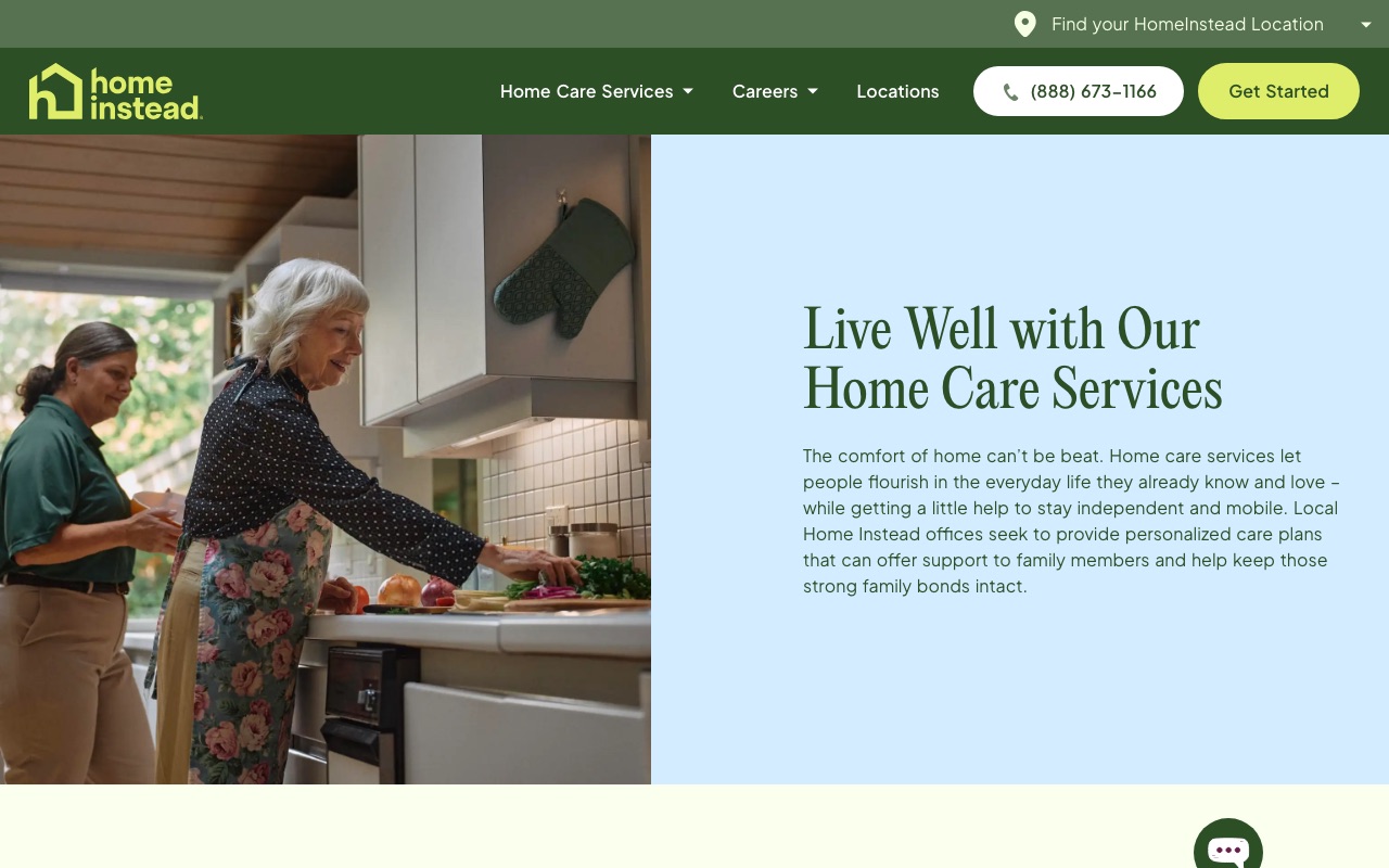 Home Instead care services page