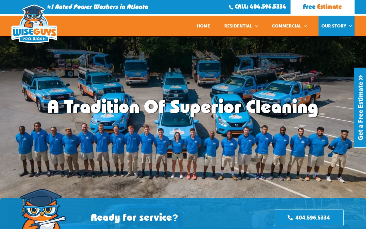 WiseGuys Pro-Wash Our Story page with founder narrative