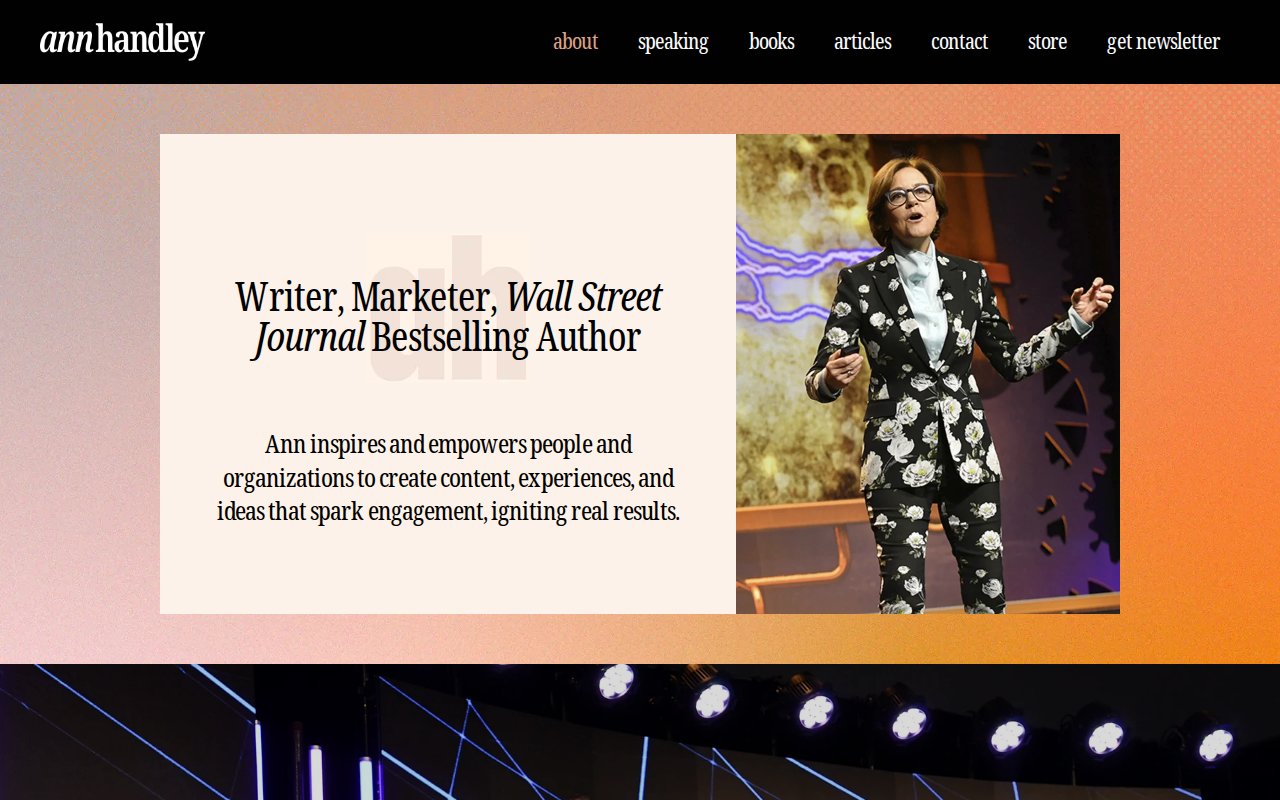 Ann Handley about page with WSJ bestselling author credentials