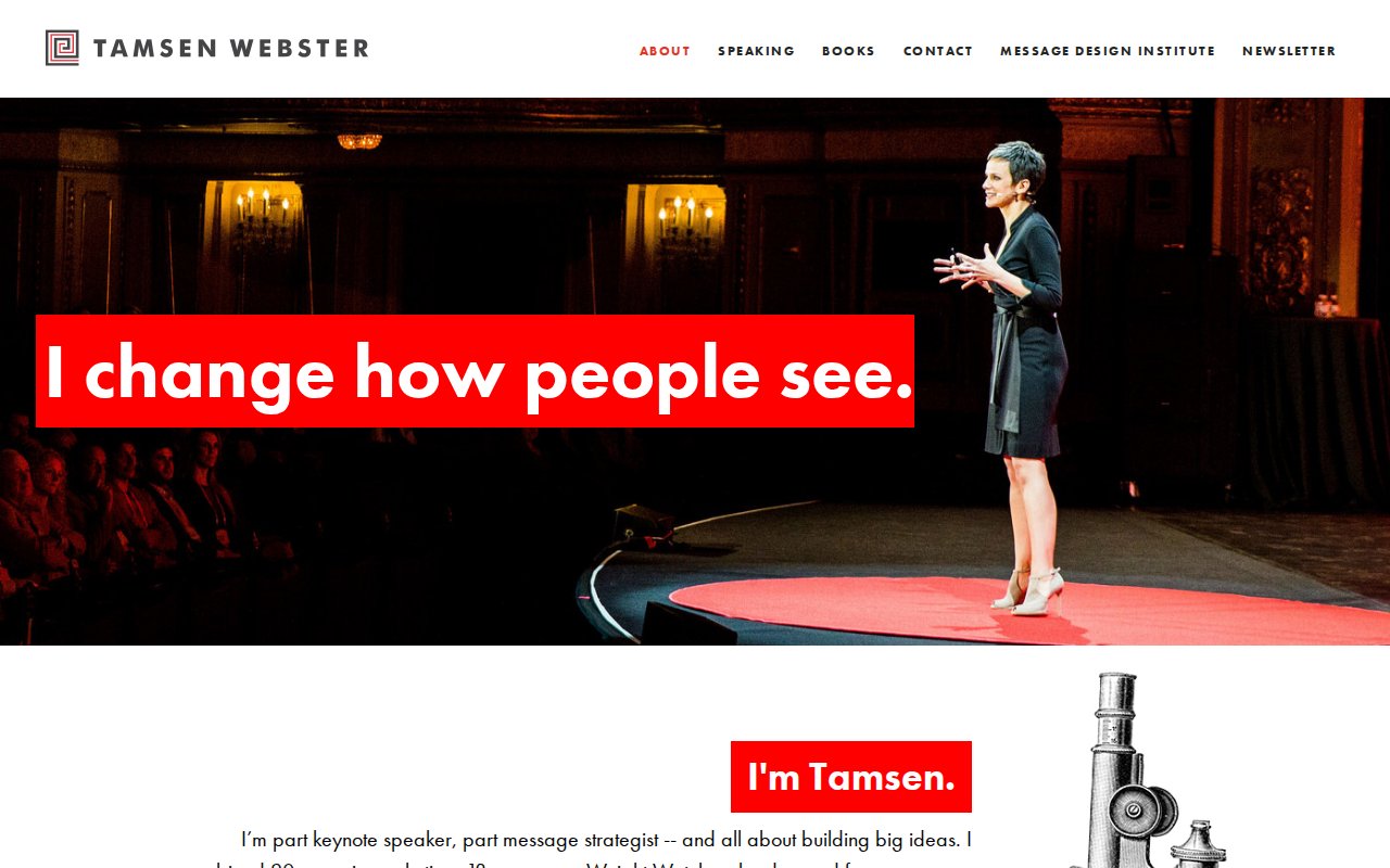 Tamsen Webster about page with TEDxCambridge credential