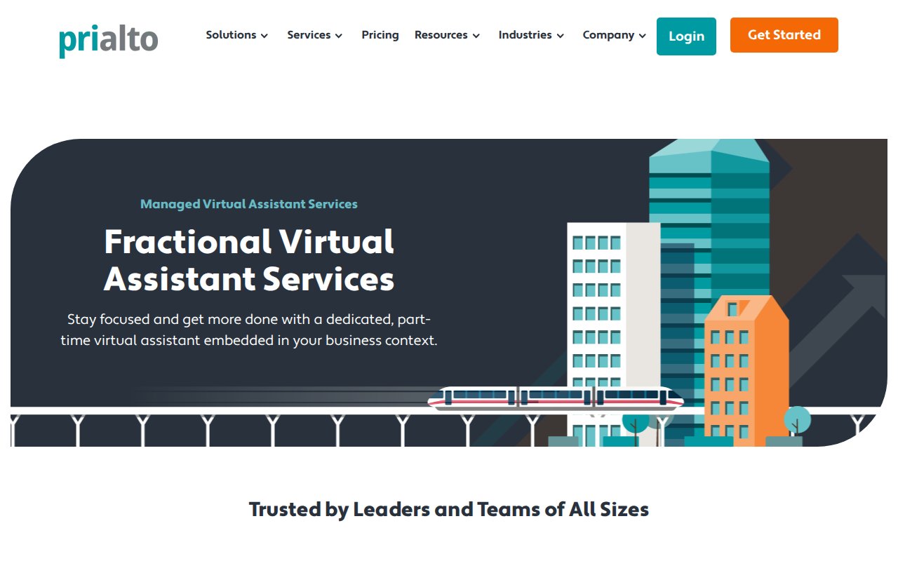 Prialto fractional virtual assistant services page