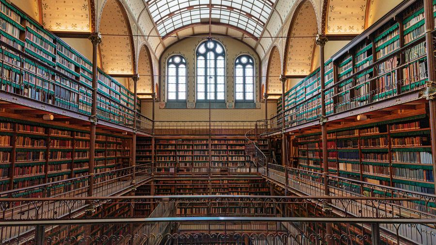 Grand Vaulted Library — 4K office Zoom background