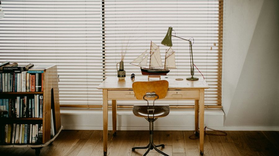 Vintage Writing Desk — 4K office Zoom background