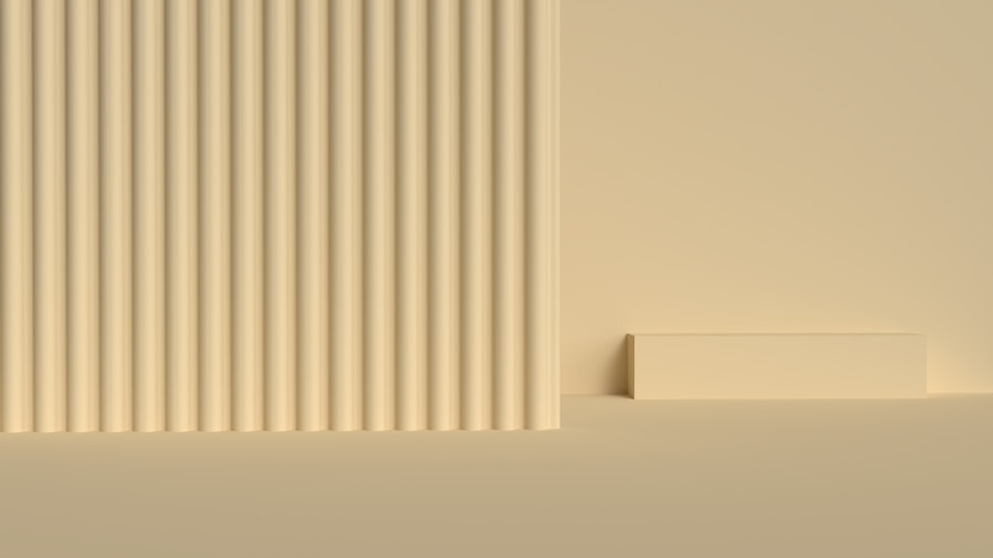cream vertical slatted wood panel wall in soft, warm light